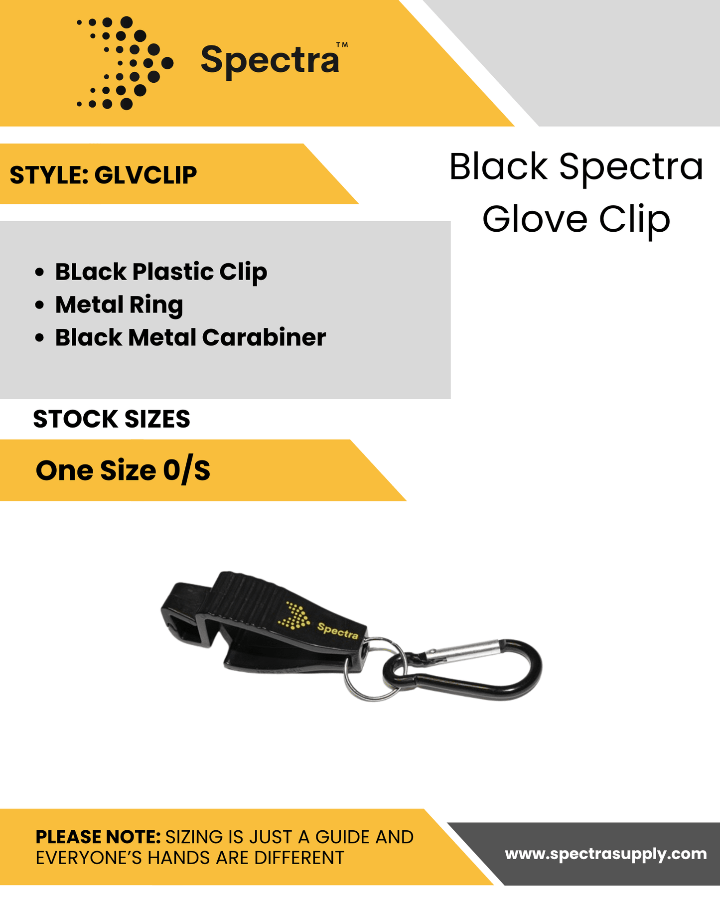 Black Spectra Glove Clip - Weldingaids Atlantic