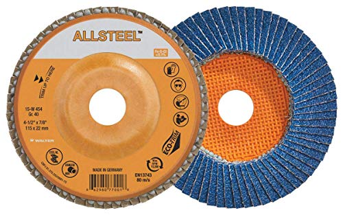 WALTER 15W608 Flap Disc Packof10 80 Grit, 6 in. Grinding Disc Deburring Blending