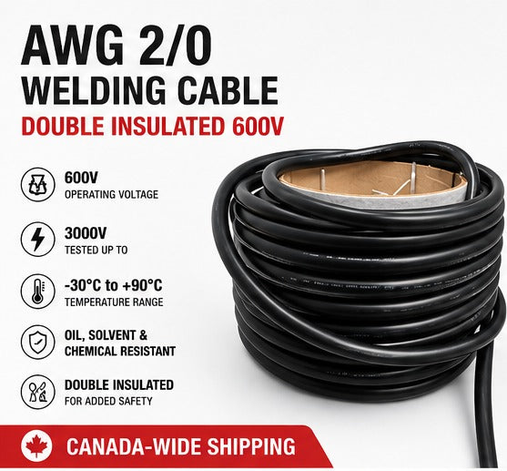 AWG 2/0 Welding Cable by Length - Double Insulated 600V – Canada wide Shipping