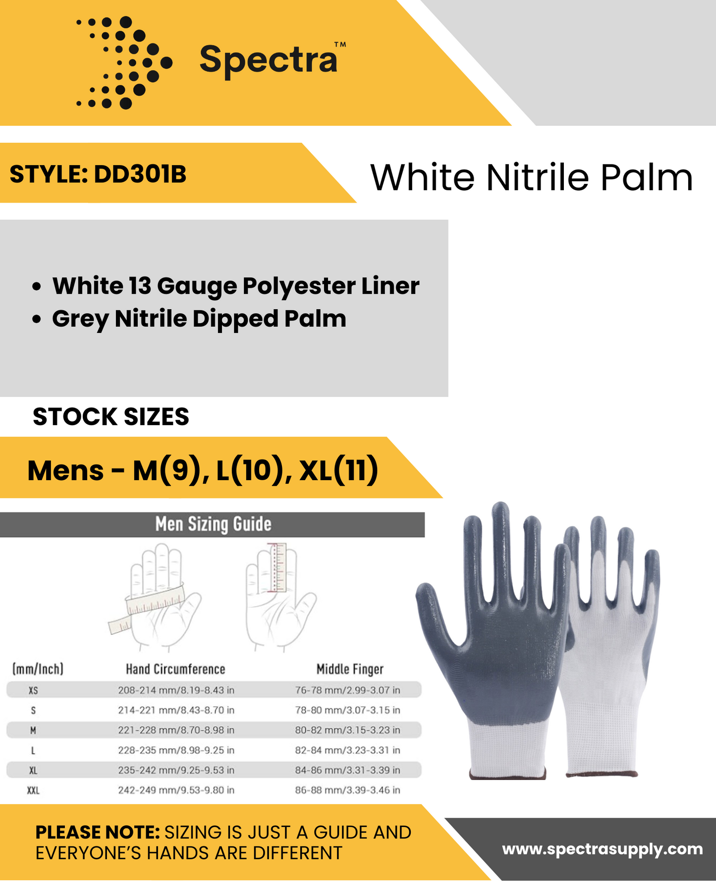 White Nitrile Palm Gloves