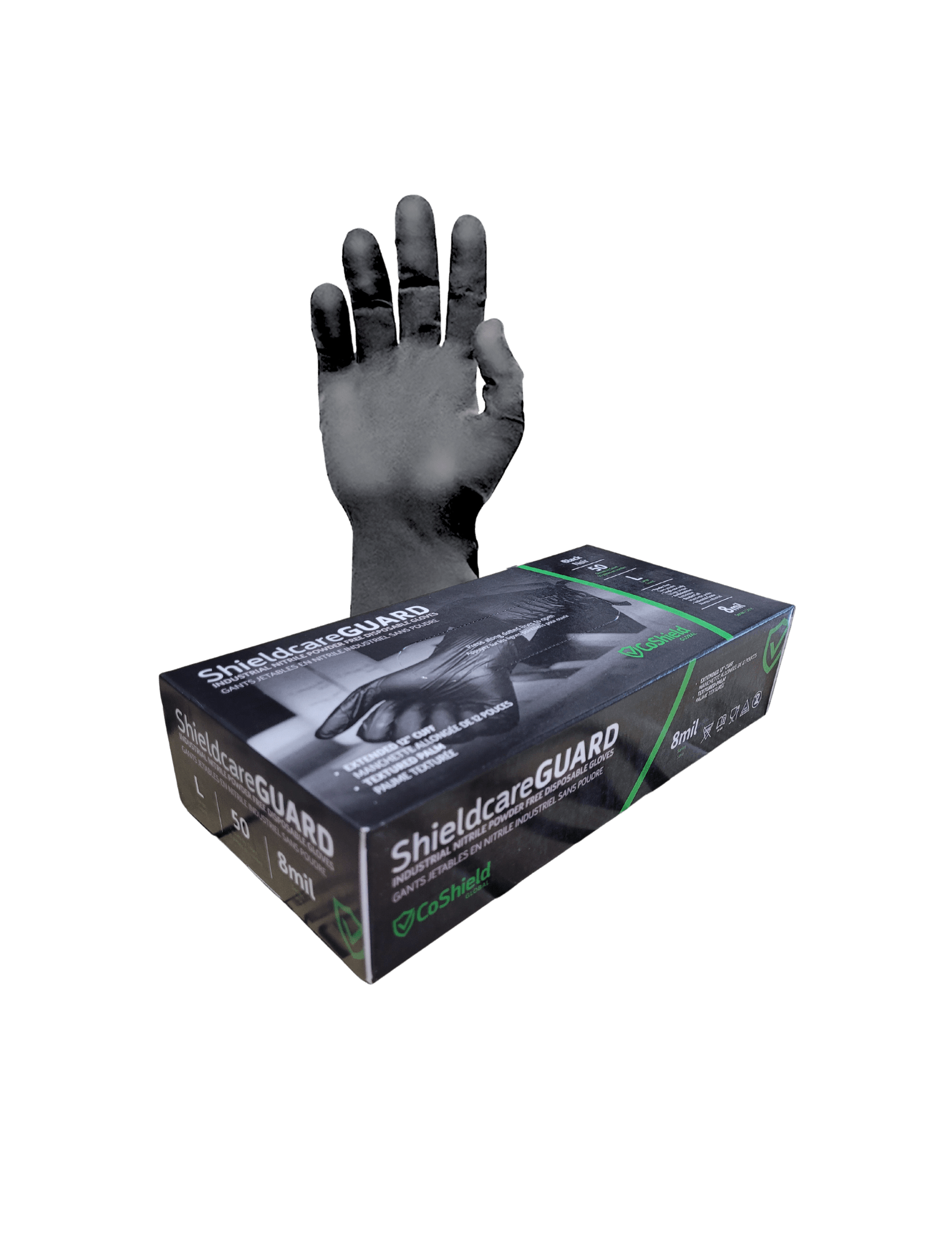 Black 8mil Extended Cuff Nitrile Gloves - Weldingaids Atlantic