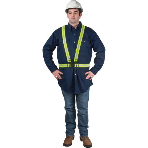 Standard - Duty Safety Harness, High Visibility Lime - Yellow, Silver Reflective Colour, Medium - Weldingaids Atlantic