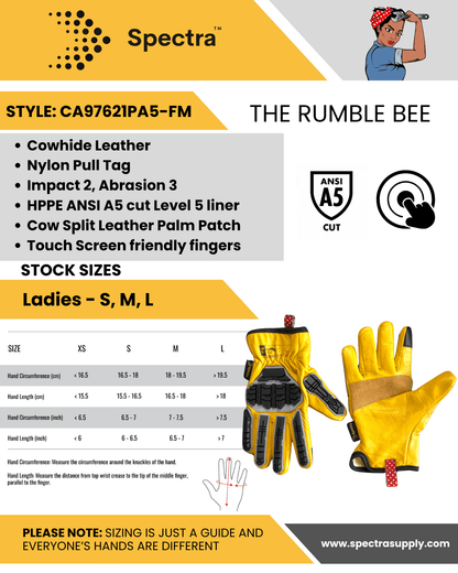 The Women's Rumble Bee Gloves - Weldingaids Atlantic