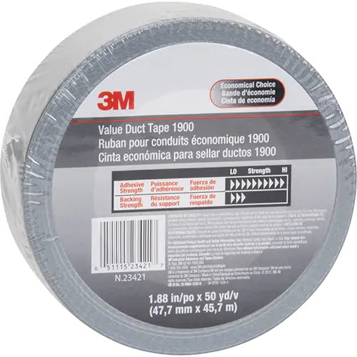 Value Duct Tape 1900 by 3M, 5.8 mils, 48mm(2") x 5.7m(18.7'), Silver - Weldingaids Atlantic