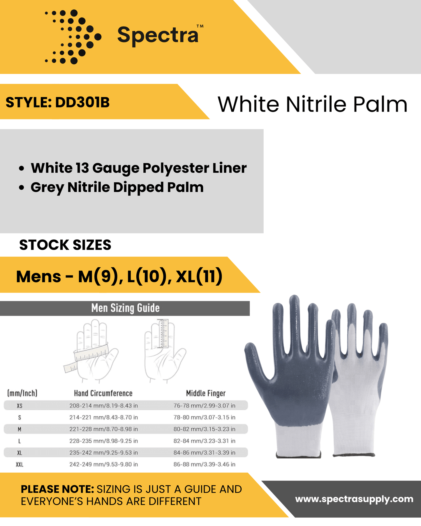 White Nitrile Palm Gloves - Weldingaids Atlantic