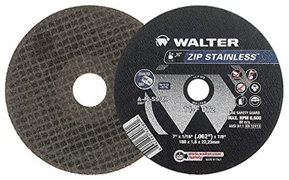 Walter 11F052 ZIP Stainless Cutoff Wheel - [Pack of 25] 60 Grit, Type 1, 5 in. - Weldingaids Atlantic