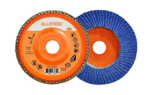 Walter 15W504 ALLSTEEL Flap Discs - [Pack of 10] 40 Grit, 5 in. Abrasive Disc - Weldingaids Atlantic