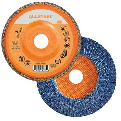 Walter 15W506 ALLSTEEL Flap Discs - [Pack of 10] 60 Grit, 5 in. Abrasive Disc - Weldingaids Atlantic
