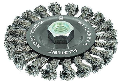 Walter - All Steel, knotted Wheel Brush, 4 - 1/2X1/4X5/8 - 11 13W451 - Weldingaids Atlantic